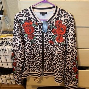Fashion nova leopard and rose zip up.